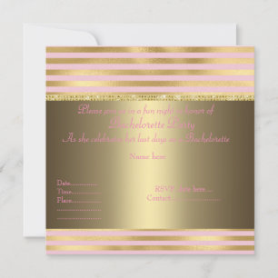 ELEGANTE banda de oro ROSA BACHELORETTE INVITACIÓN
