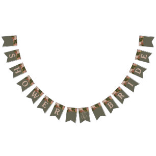 Elegante bandera de banderines de ducha de novia f