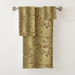 Elegante baño de damasco dorado