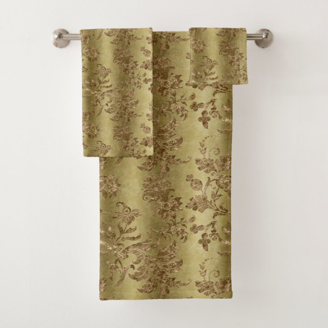 Elegante baño de damasco dorado (In situ)