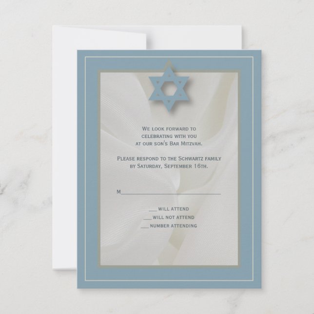 Elegante bar de tela carta de respuesta Mitzvah en (Anverso)