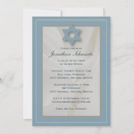 Elegante bar de tela Mitzvah Invitación Azul claro