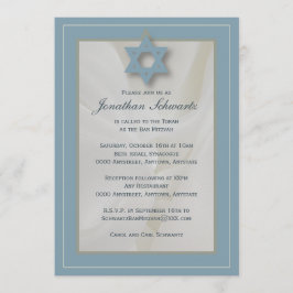Elegante bar de tela Mitzvah Invitación Azul claro