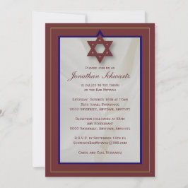 Elegante bar de tela Mitzvah Invitación en Borgoña
