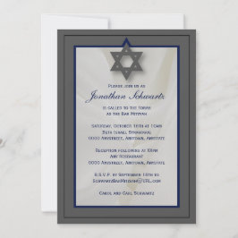 Elegante bar de tela Mitzvah Invitación en gris
