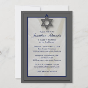Elegante bar de tela Mitzvah Invitación en gris