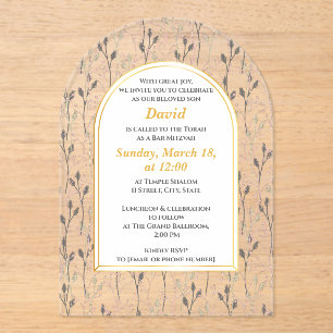 Elegante Bar Floral Invitación Mitzvah