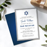 Elegante Bar Gris y Azul de la Marina Invitación M<br><div class="desc">Elegante Bar Gris y Azul de la Marina Invitación Mitzvah</div>