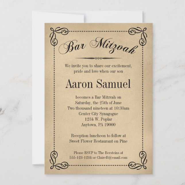 Elegante Bar Mitzvah Invitaciones (Anverso)
