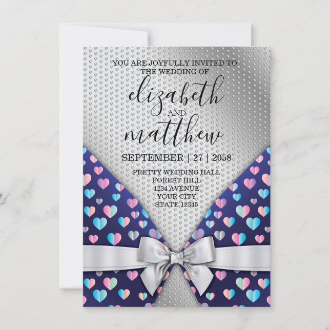 Elegante Barrido de Invitación Plata y Especkles d (Anverso)
