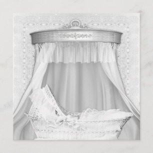 Elegante Bassinet Invitación Baby Shower en blanco