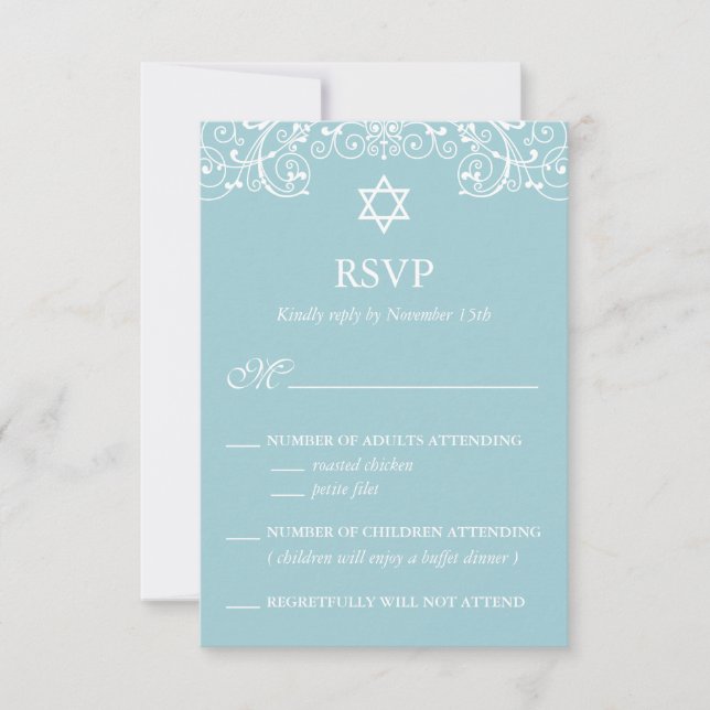 Elegante Bat Azul Mitzvah RSVP (Anverso)