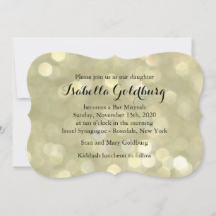 Elegante Bat Mitzvah Invitación con luces de oro