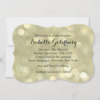 Elegante Bat Mitzvah Invitación con luces de oro