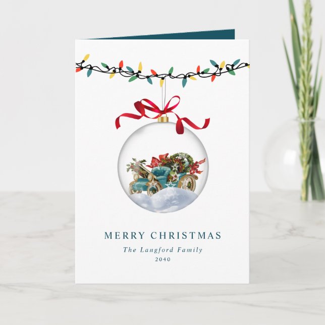 Elegante Bauble Bow Feliz Navidad No Foto (Anverso)