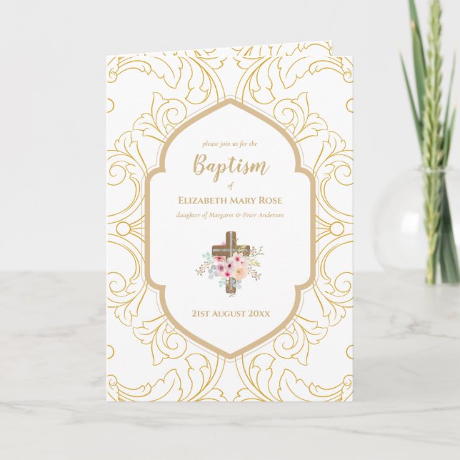 Elegante bautismo Christening Invitación y Program (Anverso)