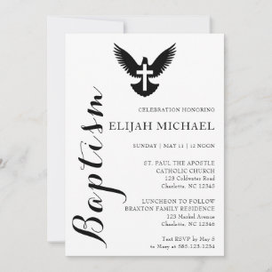 Elegante bautismo de presupuesto Invitación en bla