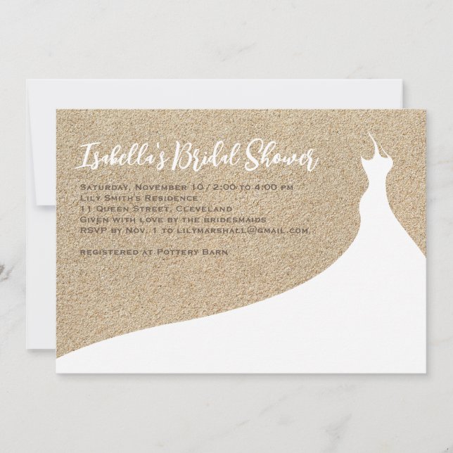 Elegante Beach Bridal Ducha Invitación blanca (Anverso)
