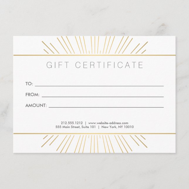 Elegante Beauty Gold Sunburst Salon Gift Card (Anverso)