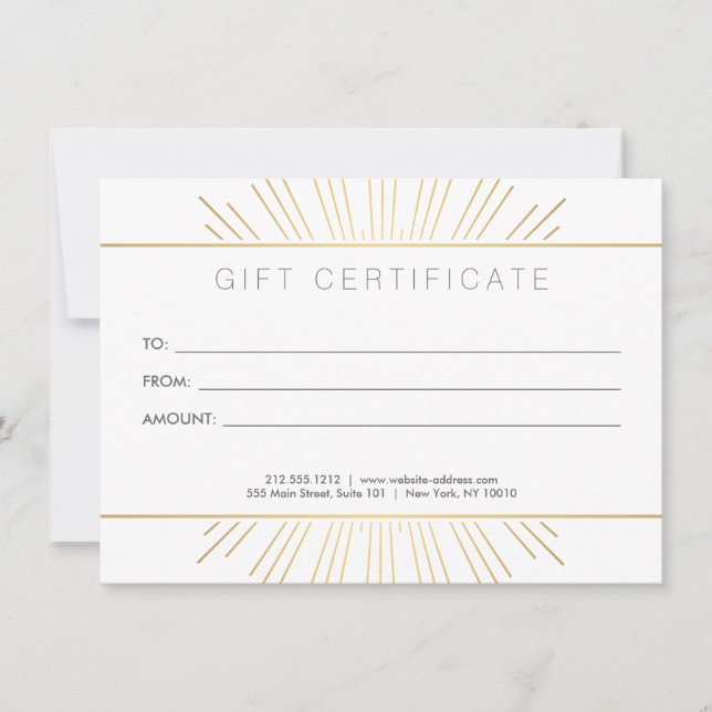 Elegante Beauty Gold Sunburst Salon Gift Card (Anverso)