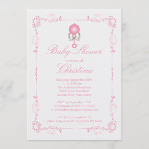 Elegante bebé Chica Baby Shower invitación