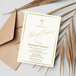 Elegante Bebé de Oro Invitación al Bautismo