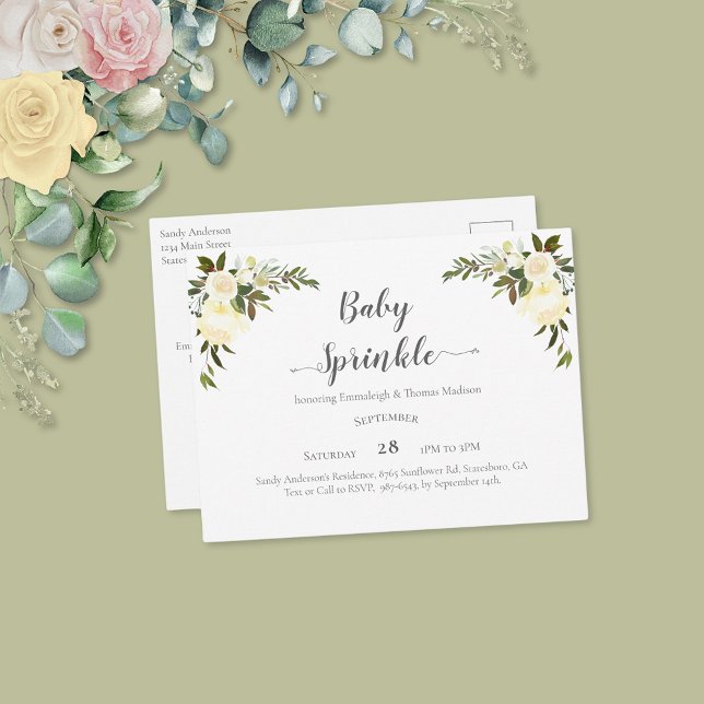 Elegante bebé rociar la tarjeta postal de rosas bl (Subido por el creador)