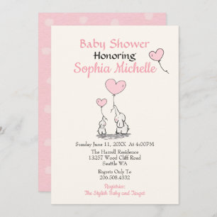 Elegante bebé rosada Invitación a Baby Shower