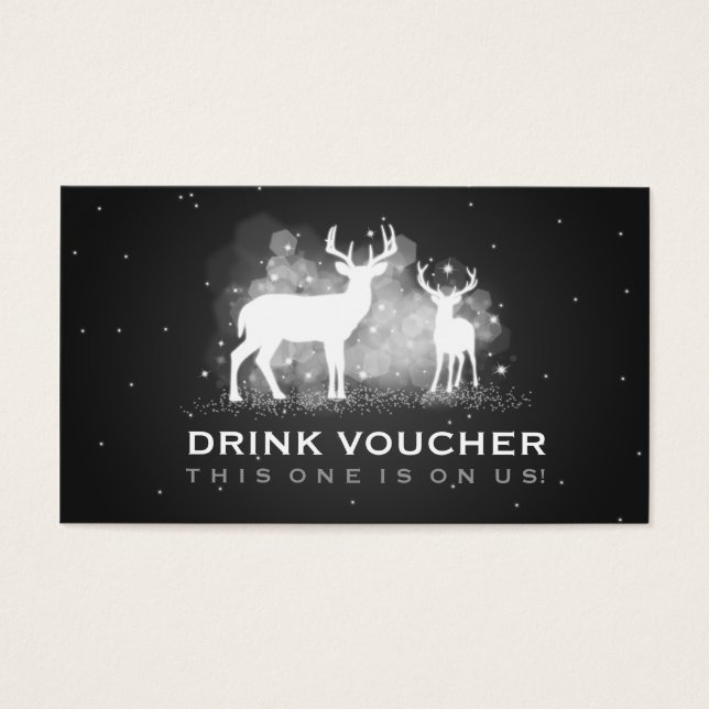 Elegante Bebida Voucher Winter Deer Sparkle Black (Frente)