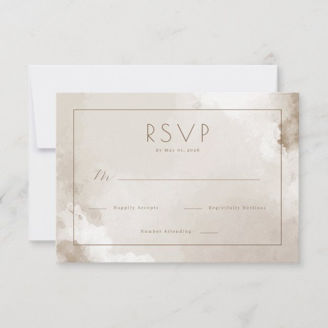 Elegante Beige Acuarela RSVP (Anverso)
