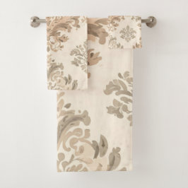 Elegante beige damasco vintage casa de campo franc