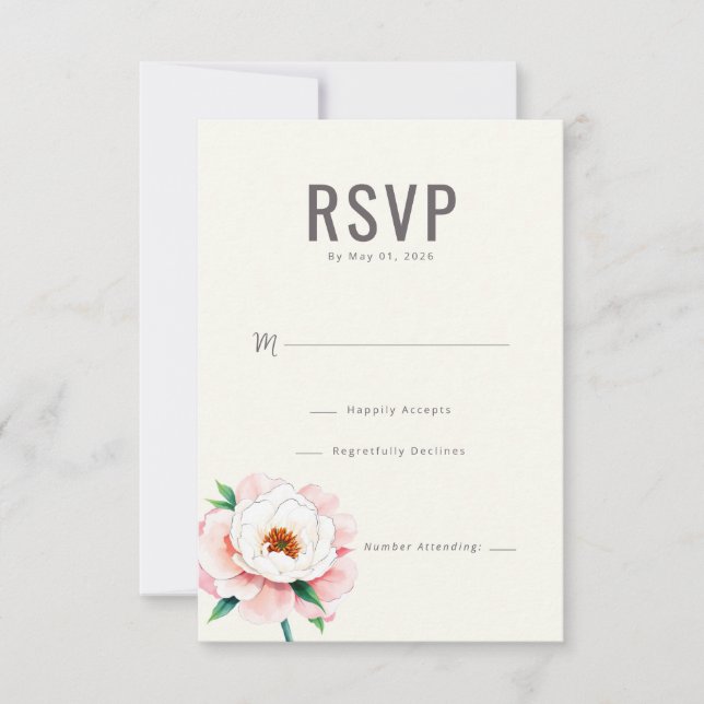 Elegante Beige Floral RSVP (Anverso)