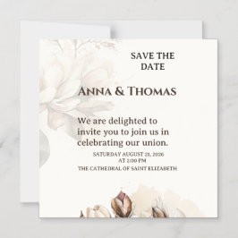 Elegante Beige Magnolia Guardar La Tarjeta De Fech