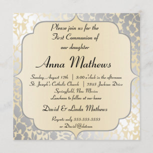 Elegante beige metálico Primera Invitación a la Co