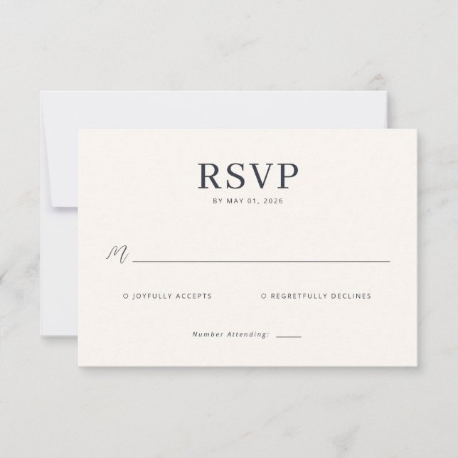 Elegante Beige Minimalista RSVP (Anverso)
