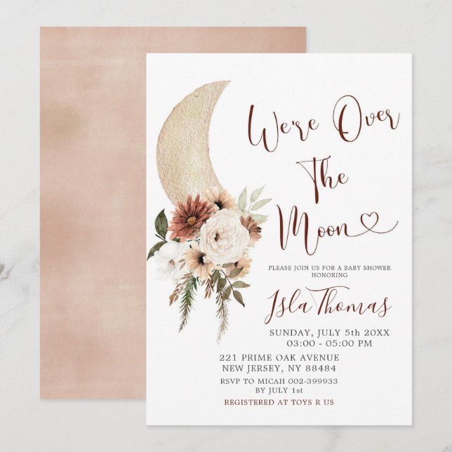 Elegante beige sobre la invitación de Baby Shower  (Anverso / Reverso)