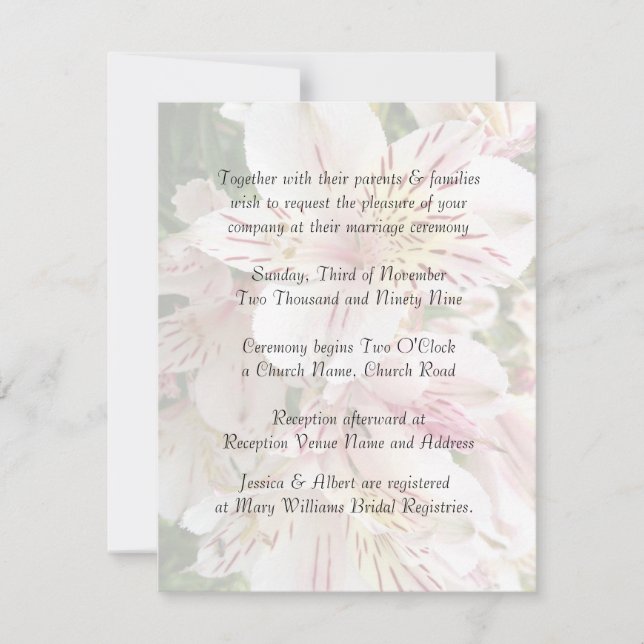 Elegante Belleza Alstroemeria Invitación a la boda (Anverso)