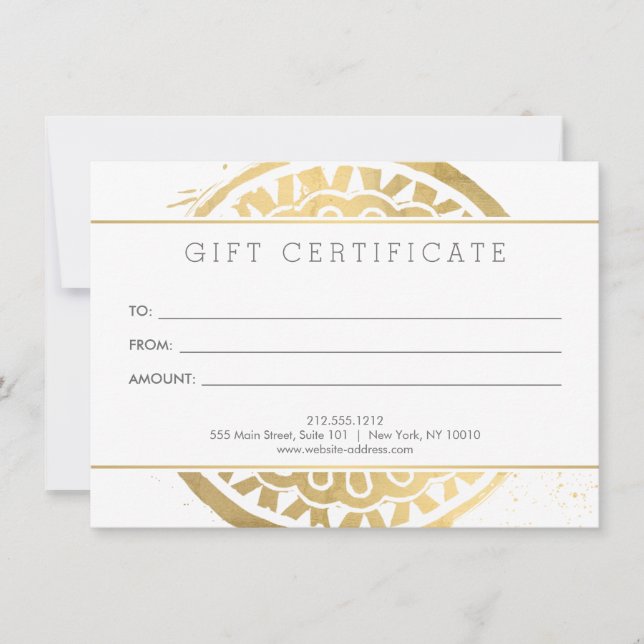 Elegante Belleza Mandala Logo Faux Gold Gift Card (Anverso)