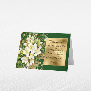 Elegante Biblia Floral Verde Dorado Foto Navidad