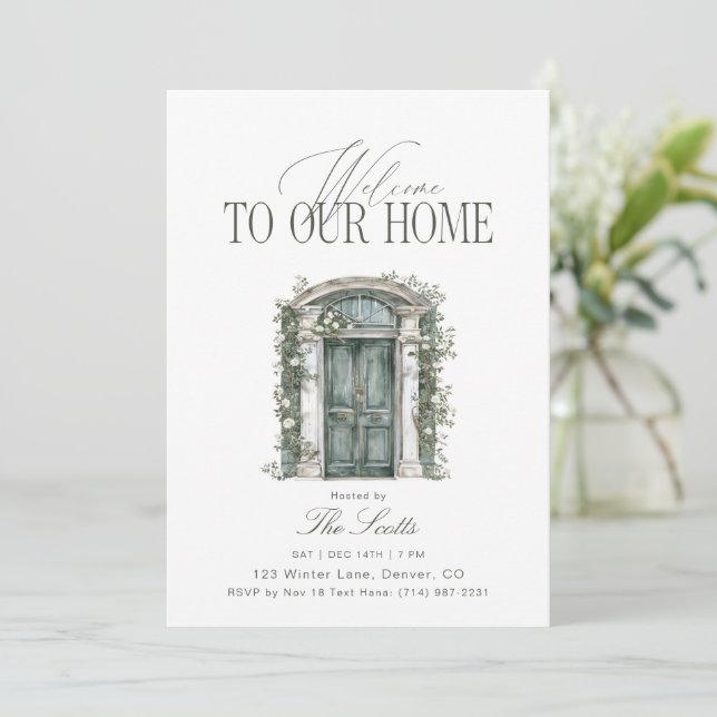 Elegante Bienvenida a Nuestra Casa Invitación de C (Anverso de pie)