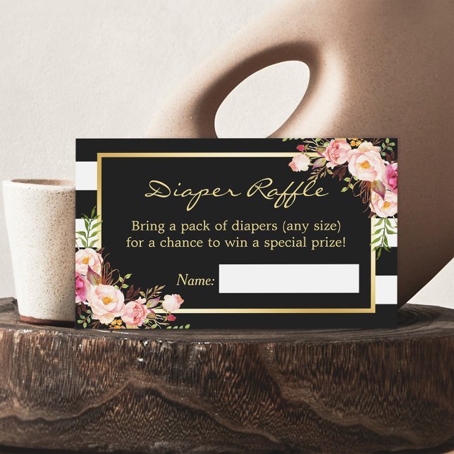 Elegante billete floral Baby Shower Diaper Raffle (Subido por el creador)