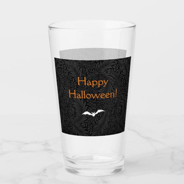 Elegante Black Floral Botanical Happy Halloween (Anverso)