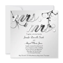 Elegante Black Floral Mrs. Invitación a la Sra. We