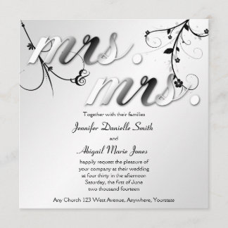 Elegante Black Floral Mrs. Invitación a la Sra. We