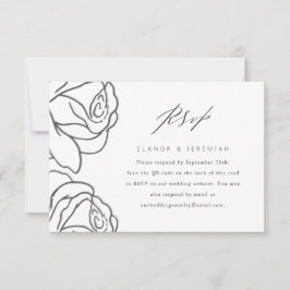 Elegante Black Floral Wedding RSVP con código QR
