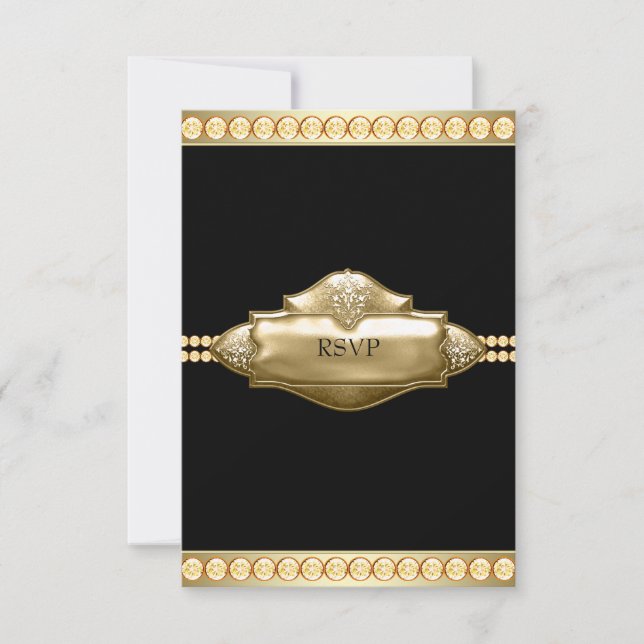 Elegante Black Gold RSVP (Anverso)