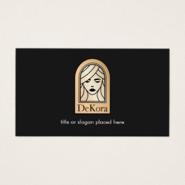 Elegante Black Gold Woman's Face Salón de belleza