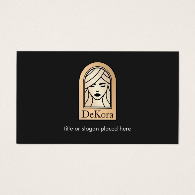 Elegante Black Gold Woman's Face Salón de belleza (Frente)