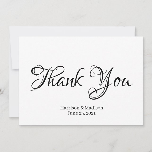 Elegante Black Script Custom Wedding Tarjeta de ag (Anverso)