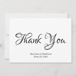 Elegante Black Script Custom Wedding Tarjeta de ag